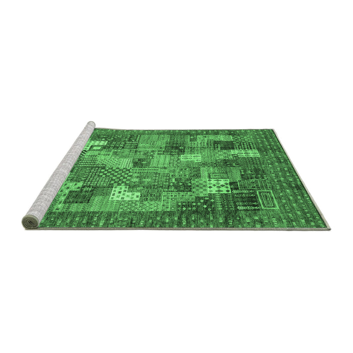 Sideview of Machine Washable Abstract Emerald Green Modern Area Rugs, wshabs3723emgrn