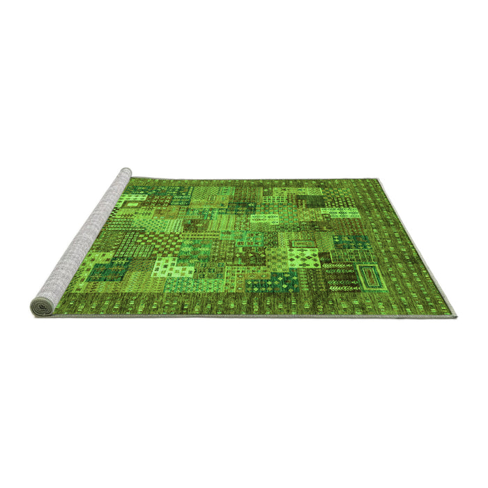 Sideview of Machine Washable Abstract Green Modern Area Rugs, wshabs3723grn