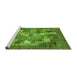 Sideview of Machine Washable Abstract Green Modern Area Rugs, wshabs3723grn