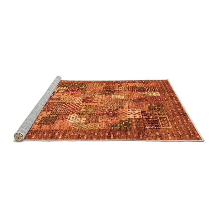 Sideview of Machine Washable Abstract Orange Modern Area Rugs, wshabs3723org