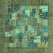 Square Abstract Turquoise Modern Rug, abs3723turq