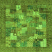 Square Machine Washable Abstract Green Modern Area Rugs, wshabs3723grn