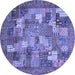 Round Abstract Blue Modern Rug, abs3723blu