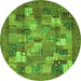 Round Machine Washable Abstract Green Modern Area Rugs, wshabs3723grn