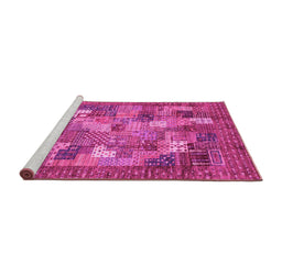 Sideview of Machine Washable Abstract Pink Modern Rug, wshabs3723pnk