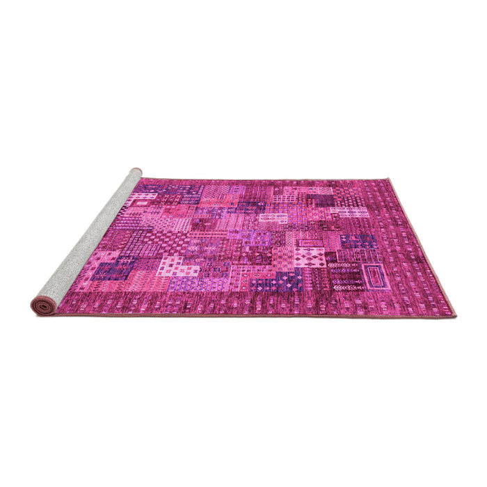 Sideview of Machine Washable Abstract Pink Modern Rug, wshabs3723pnk
