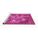 Sideview of Machine Washable Abstract Pink Modern Rug, wshabs3723pnk