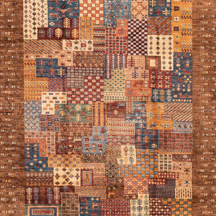 Machine Washable Abstract Bronze Brown Rug, wshabs3723