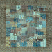 Square Abstract Light Blue Modern Rug, abs3723lblu