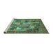 Sideview of Machine Washable Abstract Turquoise Modern Area Rugs, wshabs3723turq