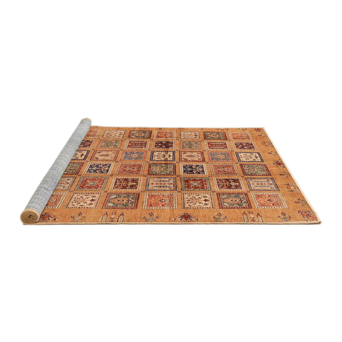 Sideview of Machine Washable Abstract Orange Rug, wshabs3724