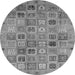 Round Machine Washable Abstract Gray Modern Rug, wshabs3724gry