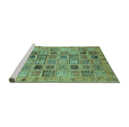 Sideview of Machine Washable Abstract Turquoise Modern Area Rugs, wshabs3724turq