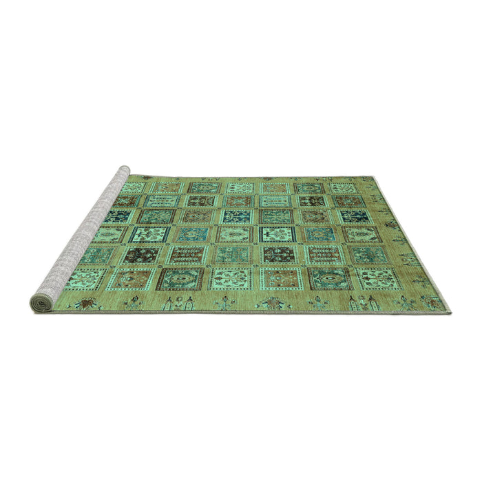 Sideview of Machine Washable Abstract Turquoise Modern Area Rugs, wshabs3724turq