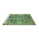 Sideview of Machine Washable Abstract Turquoise Modern Area Rugs, wshabs3724turq