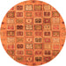 Round Abstract Orange Modern Rug, abs3724org