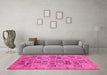 Machine Washable Abstract Pink Modern Rug in a Living Room, wshabs3724pnk