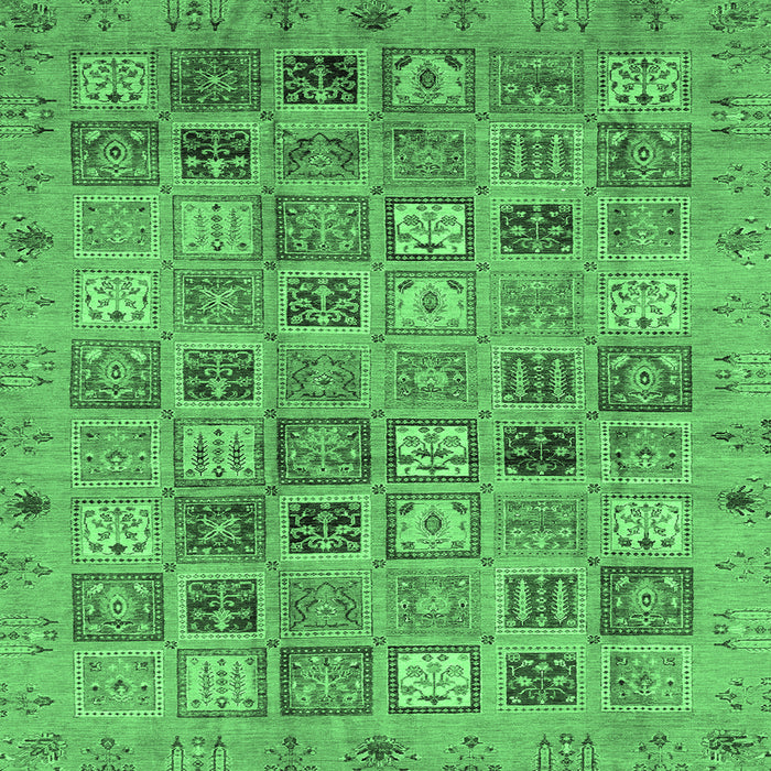 Square Abstract Emerald Green Modern Rug, abs3724emgrn