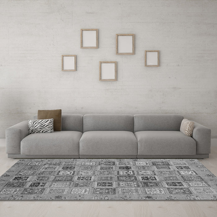 Machine Washable Abstract Gray Modern Rug in a Living Room,, wshabs3724gry