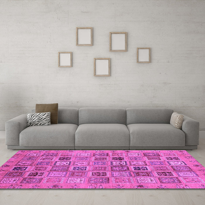 Machine Washable Abstract Purple Modern Area Rugs in a Living Room, wshabs3724pur