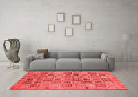 Machine Washable Abstract Red Modern Rug, wshabs3724red