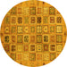 Round Machine Washable Abstract Yellow Modern Rug, wshabs3724yw