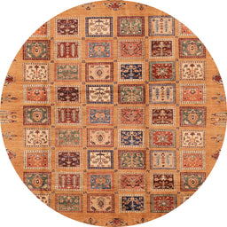 Round Machine Washable Abstract Orange Rug, wshabs3724