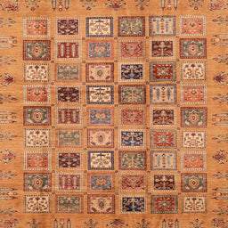 Square Machine Washable Abstract Orange Rug, wshabs3724