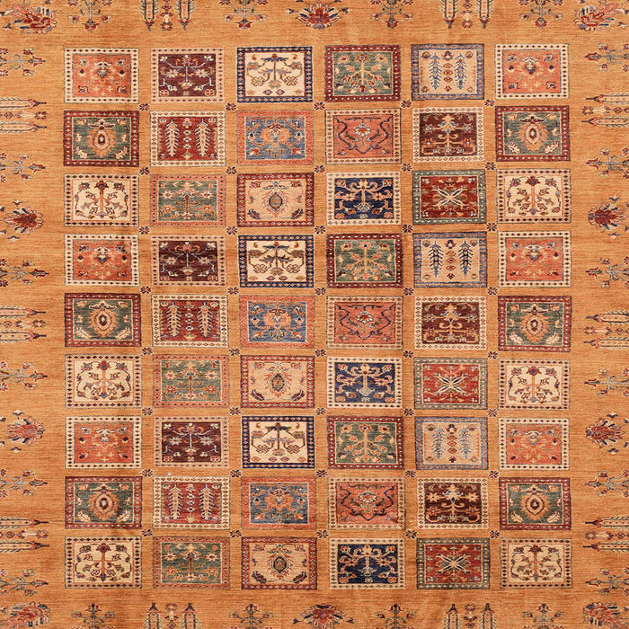 Square Machine Washable Abstract Orange Rug, wshabs3724