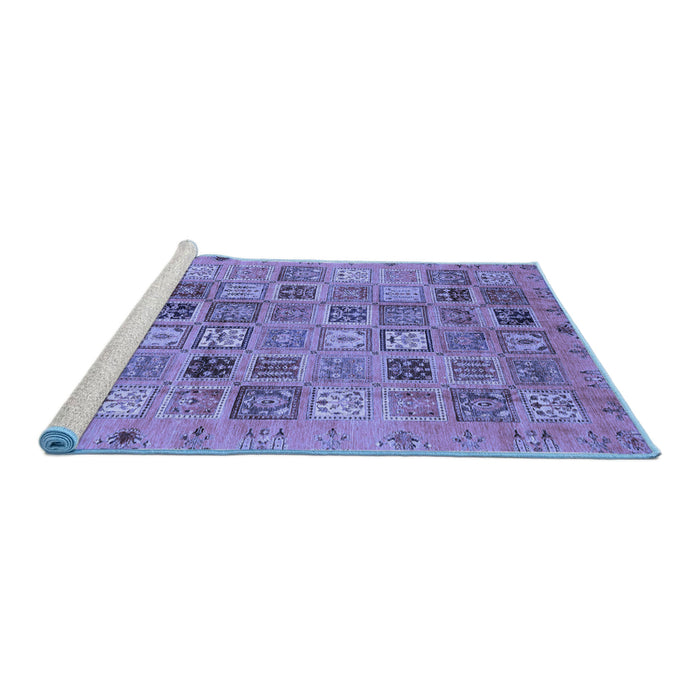 Sideview of Machine Washable Abstract Blue Modern Rug, wshabs3724blu