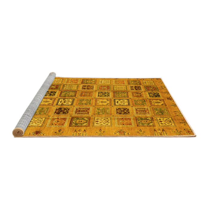 Sideview of Machine Washable Abstract Yellow Modern Rug, wshabs3724yw