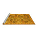 Sideview of Machine Washable Abstract Yellow Modern Rug, wshabs3724yw