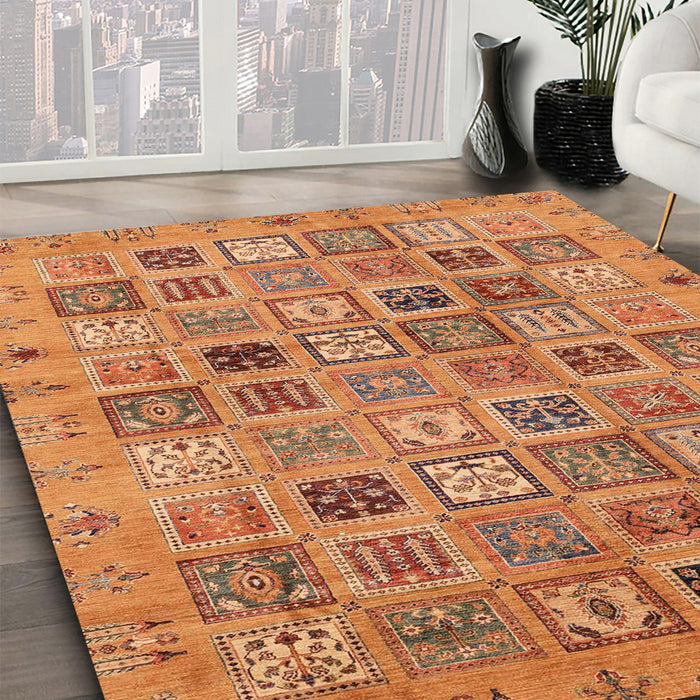 Machine Washable Abstract Orange Rug in a Family Room, wshabs3724