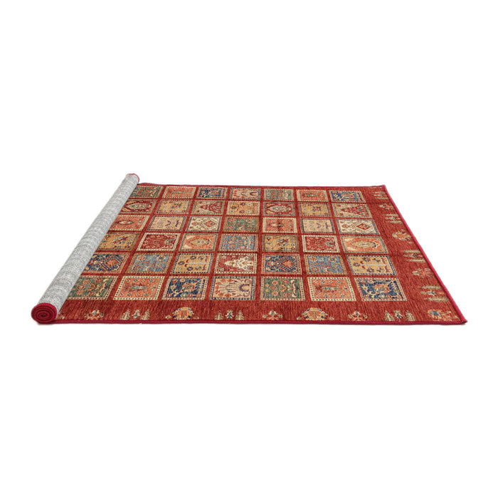 Sideview of Machine Washable Abstract Red Rug, wshabs3725