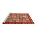 Sideview of Machine Washable Abstract Red Rug, wshabs3725