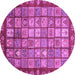 Round Abstract Purple Modern Rug, abs3725pur