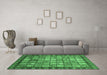 Machine Washable Abstract Emerald Green Modern Area Rugs in a Living Room,, wshabs3725emgrn