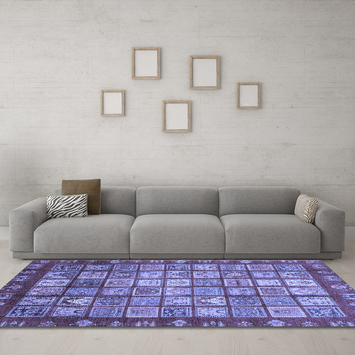 Machine Washable Abstract Blue Modern Rug in a Living Room, wshabs3725blu