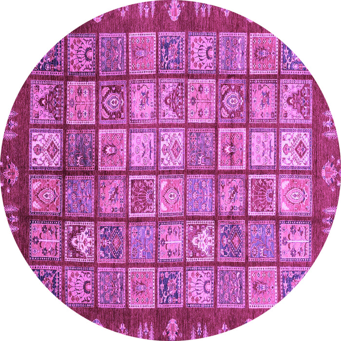 Round Machine Washable Abstract Purple Modern Area Rugs, wshabs3725pur