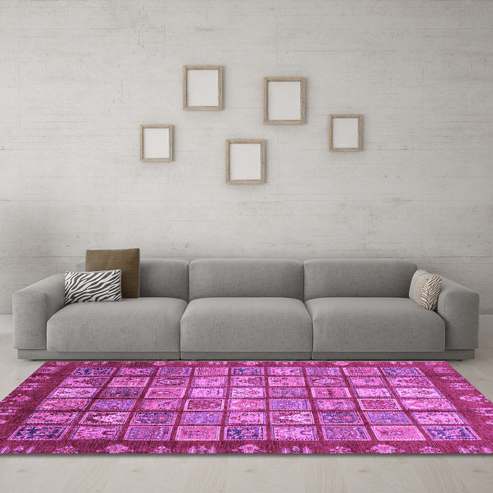 Machine Washable Abstract Purple Modern Area Rugs in a Living Room, wshabs3725pur