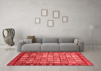 Machine Washable Abstract Red Modern Rug, wshabs3725red