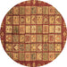 Round Abstract Brown Modern Rug, abs3725brn