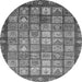 Round Abstract Gray Modern Rug, abs3725gry