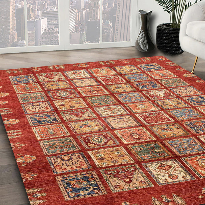 Machine Washable Abstract Red Rug in a Family Room, wshabs3725