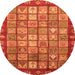 Round Abstract Orange Modern Rug, abs3725org