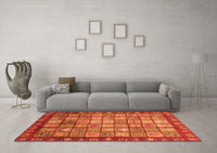 Machine Washable Abstract Orange Modern Rug, wshabs3725org