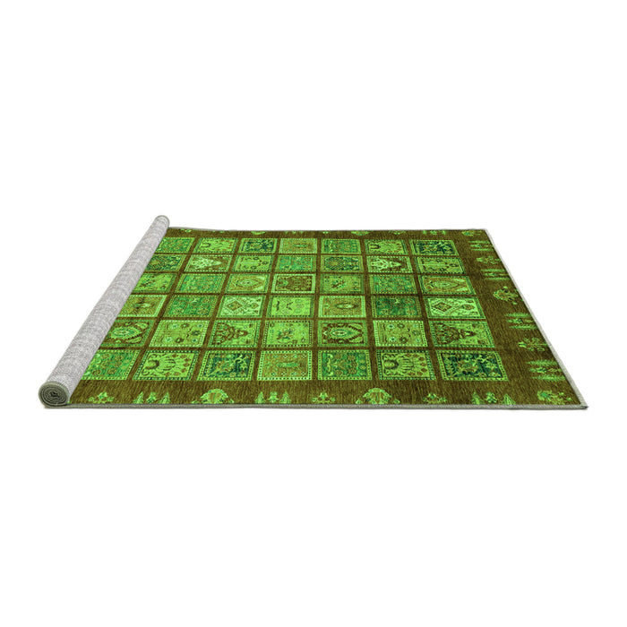 Sideview of Machine Washable Abstract Green Modern Area Rugs, wshabs3725grn