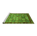 Sideview of Machine Washable Abstract Green Modern Area Rugs, wshabs3725grn