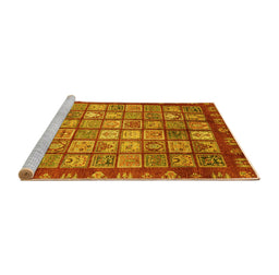 Sideview of Machine Washable Abstract Yellow Modern Rug, wshabs3725yw