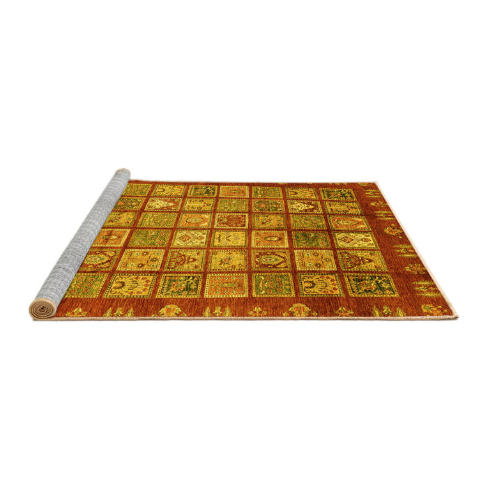 Sideview of Machine Washable Abstract Yellow Modern Rug, wshabs3725yw
